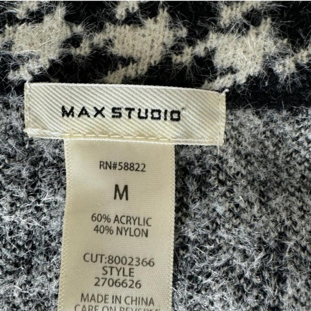 Max Studio Houndstooth Knit Blazer Skirt Set Womens L Black White Two Piece - Picture 8 of 8